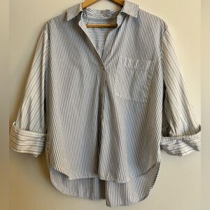 Madewell Blue and White Striped Collared Shirt